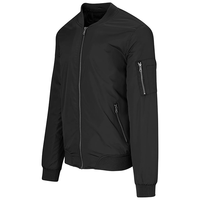 Blouson bomber noir pour homme, col montant, fermeture éclair, vêtement d'extérieur décontracté, coupe classique, matière polyester, pour l'automne
