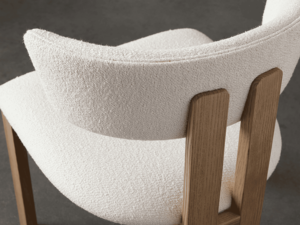 Modern <b>Dining</b> <b>Chair</b> with <b>White</b> Boucle Upholstery - Product Image 4