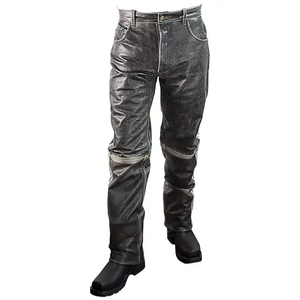 กางเกงหนังสีดำสำหรับทุกเพศคุณภาพสูงออกแบบโลโก้และปักลายเองสำหรับใช้ในชีวิตประจำวันโดยผู้ชาย - Product Image 4