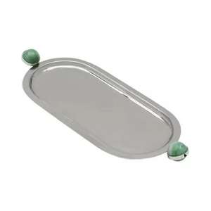 Elegant Round Marble Base <b>Serving</b> <b>Tray</b> with Handle for Home Hotel And Restaurant At Best Price - Product Image 3