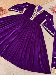 Indien ethnique traditionnel Salwar Kameez Kurti haut bas broderie lourde paillettes travail Midi Dupatta écologique pour mariage - Product Image 6