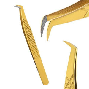 Pinces à cils professionnelles en acier inoxydable à motif diamant, anti-magnétiques, 10 mm, meilleur contrôle du volume, ergonomiques - Product Image 1