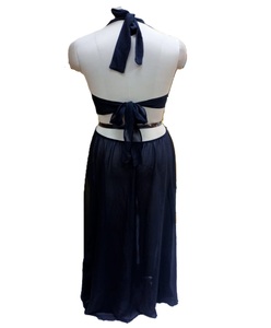 ชุดเดรสยาวผ้าไหมสีดำแบบผูกคอแบบผูกหลังชุดเดรสปาร์ตี้ฤดูร้อนสำหรับผู้หญิงผ้าชีฟอง - Product Image 2