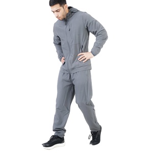 Zipper Up Soft Shell Survêtement 2 Pièces Ensemble Hommes Avec Passepoil Poignets Élastiques Unisexe Nylon Coupe-Vent Survêtements Hommes - Product Image 1