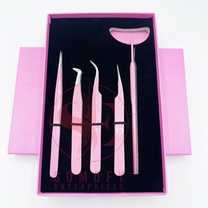 Pinzas para Pestañas de Acero Inoxidable de Alta Calidad, Punta Lisa de 10 mm, Kit de Pinzas Antiestáticas con Espejo, Herramienta de Maquillaje Sostenible - Product Image 1