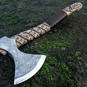 Hacha Vikinga de Acero de Damasco Forjado de Supervivencia Profesional PRESTIGE BLADES, Servicio OEM ODM de Calidad Premium Personalizado al por Mayor - Product Image 5