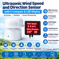 Sensor Kecepatan dan Arah Angin Ultrasonik Mini Lora Lorawan 4G Wifi GPS E-Compass RS485 dengan Tiang Penyangga Layar LCD LED Pencatat Data