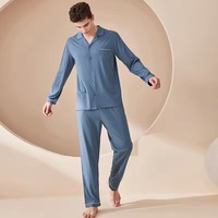 Pyjama de nuit 2 pièces en soie respirant pour hommes, design unique, personnalisé OEM avec manches complètes, options de taille plus