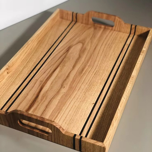 Bandeja rectangular de madera con diseño personalizado, acabado natural, tamaño estándar para el hogar y la boda, bandeja para servir comida hecha a mano - Product Image 6