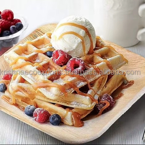 Assiettes en feuilles de palmier de 8 pouces pour les amuse-gueules, les collations, les cafétérias et la restauration, assiettes jetables écologiques pour le déjeuner, les collations, la restauration durable - Product Image 1