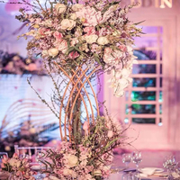 Support à fleurs en métal doré pour centres de table de mariage Support à fleurs au design antique pour décoration d'arrangement floral