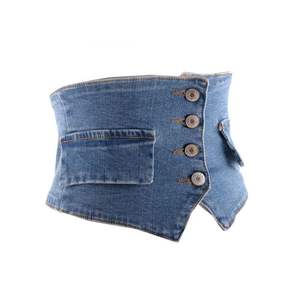 Corsé de mezclilla moderno Top Moda Grapa Casual Chic Moderno Slim-Fit Vintage Charm Lavado ligero Timeless Estructurado - Product Image 4