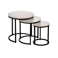 Ensemble de tables basses modernes 3 pièces emboîtables à plateau métallique réglable pour salon, bar, école - comme table d'appoint