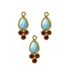 จี้พลอยโทแพสสีน้ำเงินทรงลูกแพร์แบบแฟนซี ตัวเรือนเงินแท้ 925 สำหรับทำสร้อยคอและต่างหู - Product Image 1