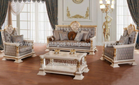 Ensemble de canapés de salon 8 places en teck, style européen luxueux et moderne, pour villas de luxe