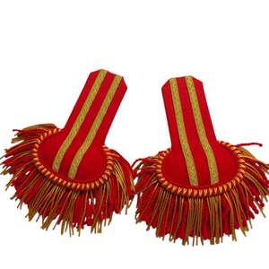 Charreteras de hombro de seda roja con flecos Marching Band Charretera - Product Image 3