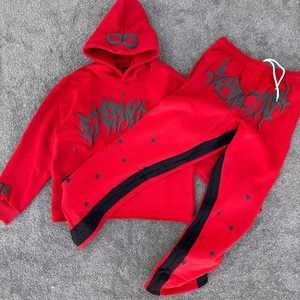 Two Piece Hooded Men's Casual Tracksuit Hooded <b>Embroidery</b> 3D Puff Printing Logo Full Face Zip up Hoodie <b>Set</b> Men - Product Image 1
