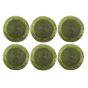 Premium Beaded <b>Coasters</b> Trendy Green <b>Black</b> Color <b>Coasters</b> Protect Your Drinks From Dust Gravel Stone Stainless Beaded <b>Coaster</b> - Product Image 2