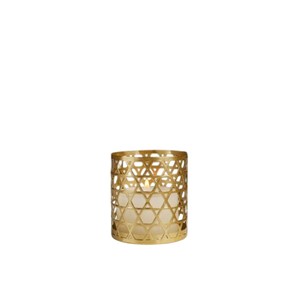 Portavelas Votivas de Metal Dorado de Alta Calidad, Faroles de Hierro Hechos a Mano con Recortes Geométricos, Decoración del Hogar - Product Image 1