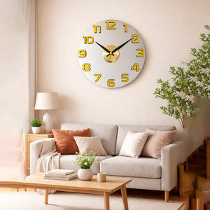 3D Circular <b>Wall</b> <b>Clock</b> 40cm Digital Mirror Living Room <b>Decoration</b> - Assorted Colors - Product Image 3