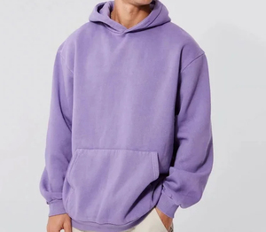 เสื้อสเวตเตอร์มีฮู้ดสีม่วงสำหรับผู้ชาย ผ้าฟลีซทรงโอเวอร์ไซส์ สีพื้น ดีไซน์กระเป๋าเสื้อ สไตล์ลำลอง ถักทอแบบนิตติ้ง เหมาะสำหรับใส่ในฤดูใบไม้ร่วง - Product Image 5