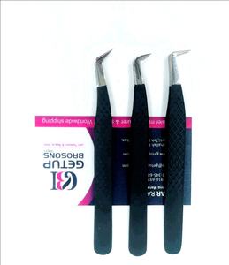 Revêtement en poudre noire professionnelle pointe argentée Volume de botte Extension de cils en acier inoxydable pince à épiler Logo personnalisé Instrument de beauté - Product Image 2