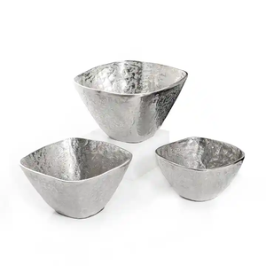 Bol de service en métal décoratif fait à la main de meilleure qualité en argent fini pour la maison bol de décoration de noix et de fruits de fête de mariage lot de 3 - Product Image 5