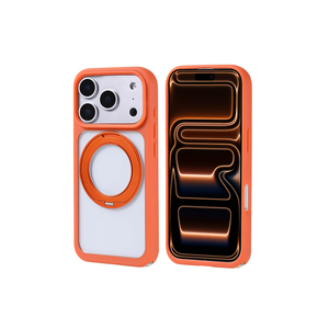 Coque en silicone compatible MagSafe pour iPhone 17 Pro Max, orange, avec béquille, protection souple, élégante, style 'Ins', pour l'arrière de l'appareil - Product Image 1
