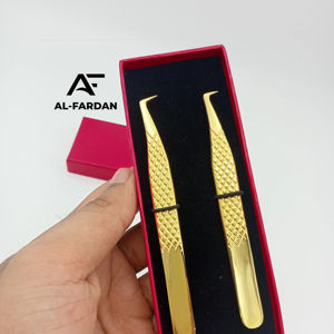 Pince à cils ton or 24K 90 degrés mince botte 8mm pointe pointue solide en acier inoxydable diamant poignée botte cils pince à épiler - Product Image 1