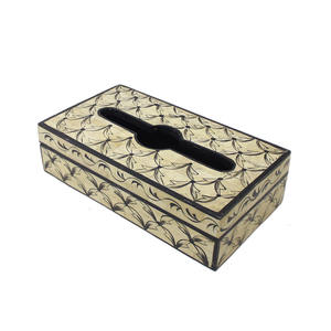 Caja de pañuelos con incrustaciones de hueso con motivo Floral, servilletero, organizador, contenedor, caja de pañuelos, hogar y cocina - Product Image 1