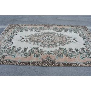 Oriental Beige Marron 5.4X9.4 pieds Grande Surface Vintage Tapis Turc Laine Latex Rectangulaire Abstrait Patchwork Halls pour Couloir - Product Image 3