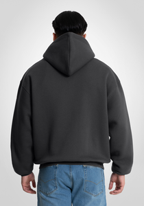 <b>Mens</b> Dark <b>Grey</b> Full Zip Hoodie Custom Logo Oversized <b>Sweatshirt</b> Jacket Split Kangaroo Pocket Casual Streetwear OEM ODM Wholesale - Product Image 5