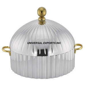 Casserole en métal poli miroir Casserole de luxe design à double paroi faite à la main Réchauffeur d'aliments en métal fantaisie de dernière arrivée - Product Image 1