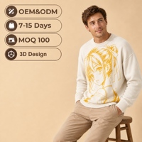 Pull-over en tricot jacquard personnalisé avec logo WINDAY pour homme, col rond, en coton, pour l'hiver