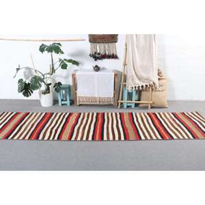 2.6x11.2 ft Turkish Rug, Vintage <b>Runner</b> Rug, Brown <b>Red</b> Oriental Rug - Product Image 3