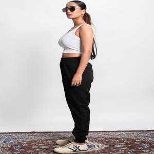 Pantalon de jogging pour femme de qualité supérieure, poids lourd, tissu en velours côtelé polyester/coton, fermeture à cordon, anti-boulochage, respirant - Product Image 5