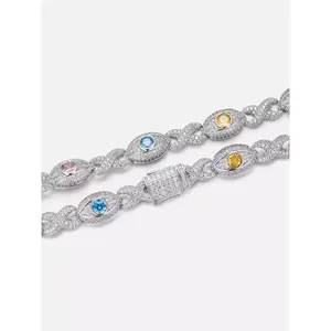 Infinity X Evel Eye Multi-Colour Stone <b>Crystal</b> 925 Silver Secure Box Clasp Anti-Tarnish Coating <b>Bracelet</b> & <b>Bangle</b> - Product Image 2