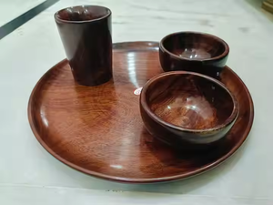 Elegantes platos de madera para servir, vajilla de madera dura sostenible, vajilla de madera ecológica y elegante de glowin fashion - Product Image 2