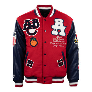 Venta al por mayor hombres Varsity Letterman chaqueta Casual Streetwear con parches bordados de chenilla personalizados OEM College Baseball Coat - Product Image 3