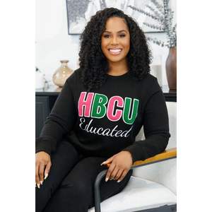 <b>Black</b> HBCU Chenille Embroidered <b>Sweatshirt</b> Premium College Style Sorority Apparel Soft Cotton Crewneck Pullover - Product Image 2