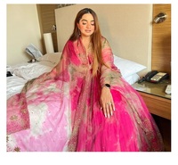 Tissu Georgette brodé à paillettes pour femmes, Lehenga, Choli pour fête de mariage, dernière création de Designer, couleur rose