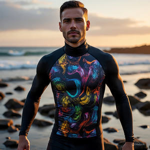 Digital <b>Print</b> Customizable Breathable Anti-Bacterial Eco-Friendly Men's Long Sleeve Swimming Rash Guard for <b>Surfing</b> - Product Image 1