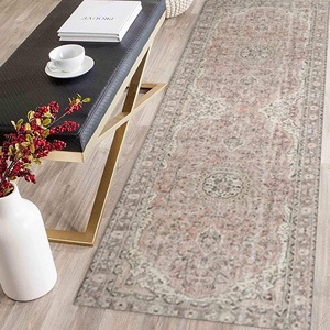 Muted Medallion Printed <b>Rug</b> for Farmhouse Decor, Turkish Design, Indoor Use,Velvet <b>Rug</b> - Product Image 3