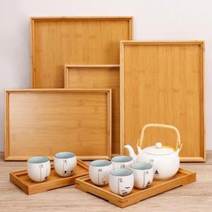 Bandeja de té rectangular de madera de Bambú | Bandeja de madera maciza para tazas de té y aperitivos | Cocina perfecta y regalo de almacenamiento para fiestas - Product Image 1