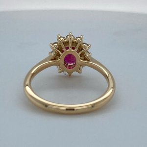 Çarpıcı Gia ısıtılmamış Ctw canlı kırmızı yakut D Vs 925 ayar gümüş 14k altın kaplama Halo nişan yüzüğü - Product Image 2