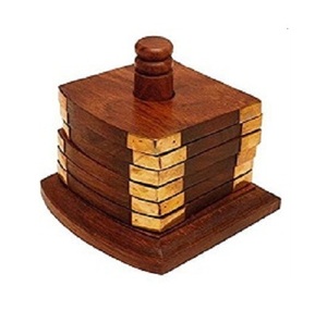 Indian Factory Made Mango Wood Tea <b>Coaster</b> Set Manufacturer and Exporter Customized Design Table Top <b>Wooden</b> <b>Coaster</b> - Product Image 2