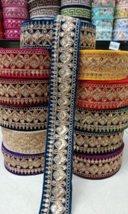 Custom Made 1.5 Inch Wide Abstract Designed Machine Embroidered Organza <b>Ribbons</b> & <b>Laces</b> in Wedding Dress Colours - Product Image 3