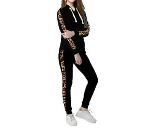 Chándal de 2 piezas con logotipo personalizado para mujer, elegante traje de chándal tecnológico de algodón, sudaderas con capucha de invierno, talla XL, chándal a rayas - Product Image 2