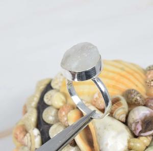 Anillo fino de Plata de Ley 925, anillo de arcoíris en bruto de Fuego Azul Natural, piedra lunar Real, anillo bohemio minimalista, anillo de arcoíris en bruto - Product Image 2