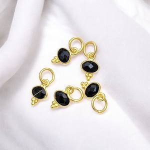 Tiny Oval Bezel Gold Plated Charm Handmade Jewelry Suppliers From India Natural Gemstone Oval Charm For Making Jewelry <b>Bracelet</b> - Product Image 3